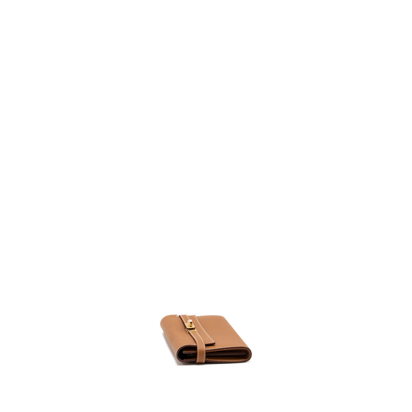 Hermes kelly long wallet epsom gold GHW stamp D