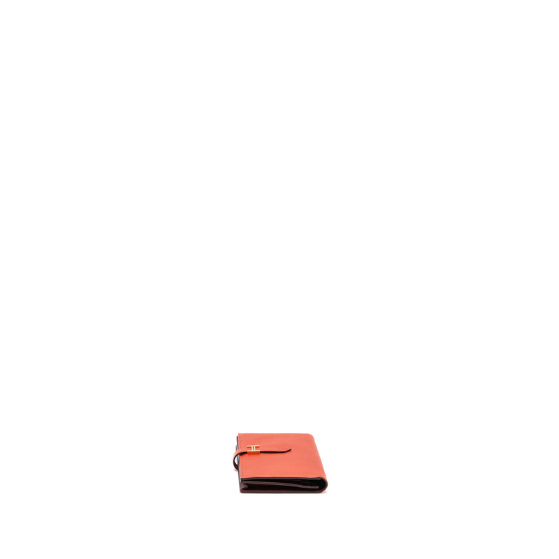 Hermes Bearn Long Wallet Epsom Capucine/ Rouge H GHW Stamp C