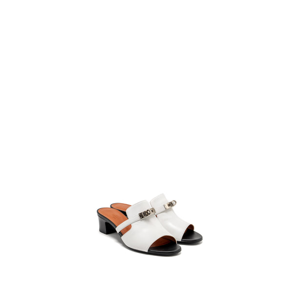 Hermes Size 38.5 Candy Sandal Leather White SHW