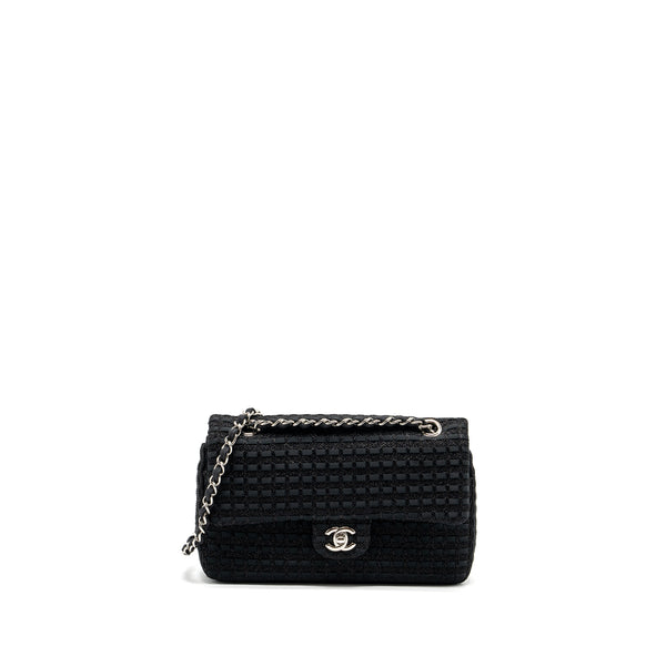 Chanel Medium Classic Double flap bag Tweed black SHW
