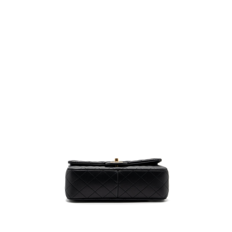Chanel 23s camellia chain flap bag lambskin black GHW (Mircochip)