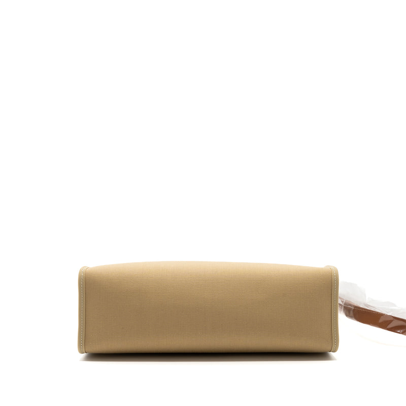 Hermes Herbag 31 Zip Bag Toile Officer Canvas Trench/Fauve SHW Stamp Y