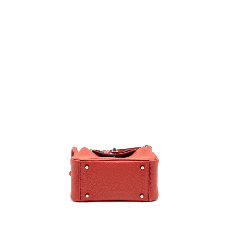 Hermes Mini Lindy Clemence Vermillon SHW Stamp B