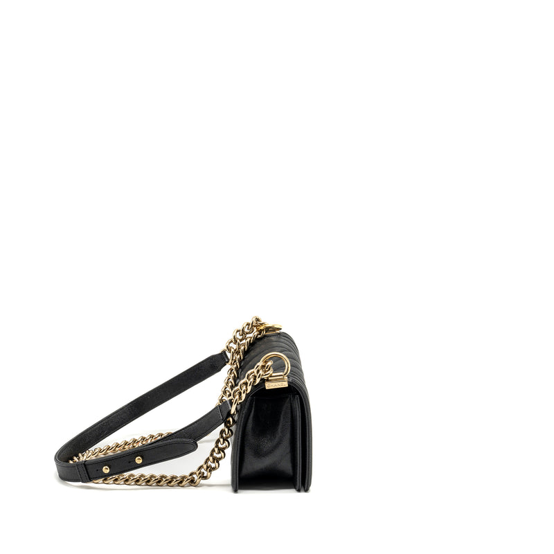 Chanel Small Boy bag Chevron Caviar black LGHW