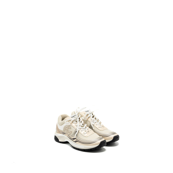 Chanel Size 37.5 Metallic Trainer/Sneaker Gold/Silver