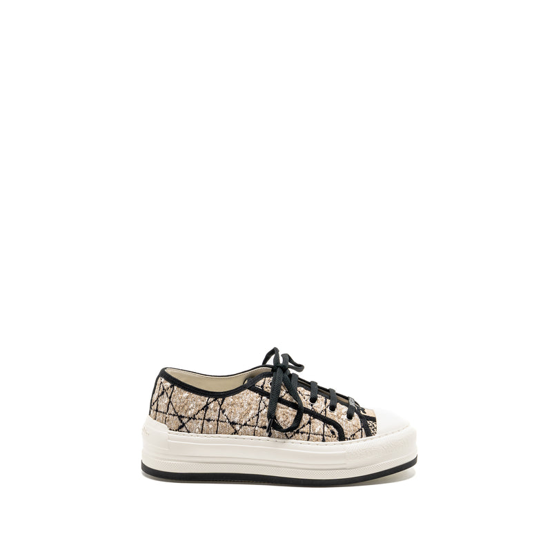 Dior Size 37.5 Walk’n’Dior Platform Sneaker Tweed/Leather Beige/Black