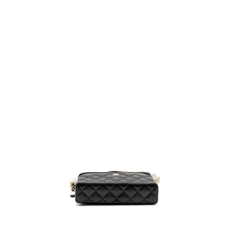 Chanel 25p CC top Handle Vanity with Chain Caviar Black LGHW (microchip)