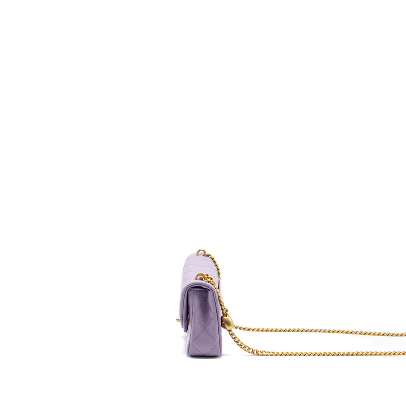 Chanel 24p Coco Love Mini Flap Bag Adjustable Chains Caviar Light Purple GHW (Microchip)