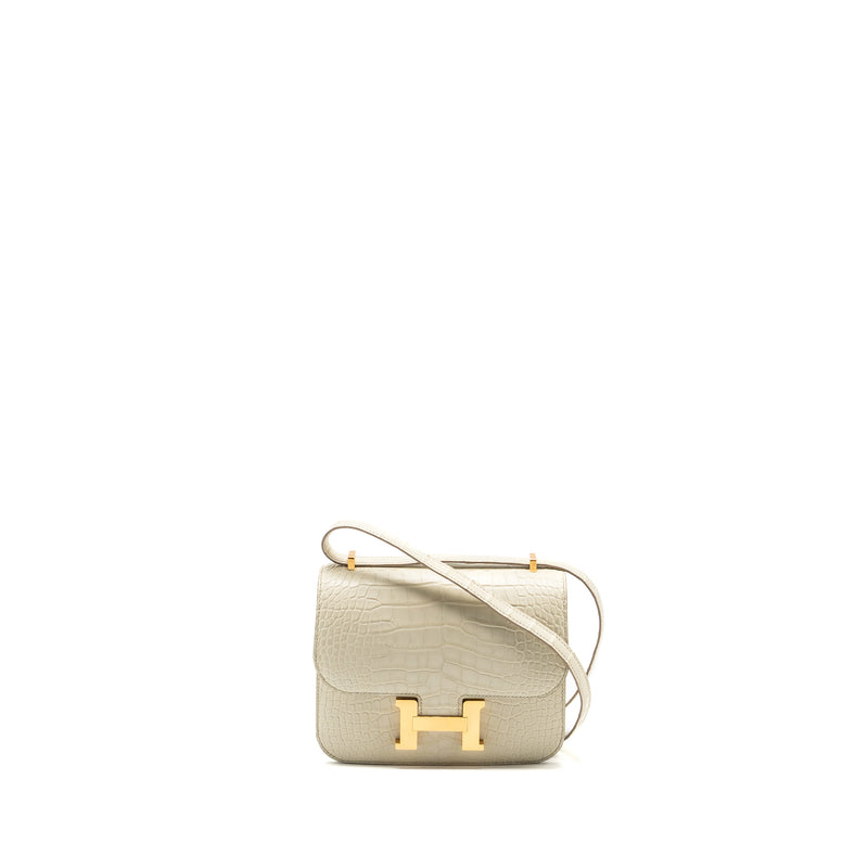 Hermes Mini Constance alligator mississippiensis Mat Beton GHW stamp Z