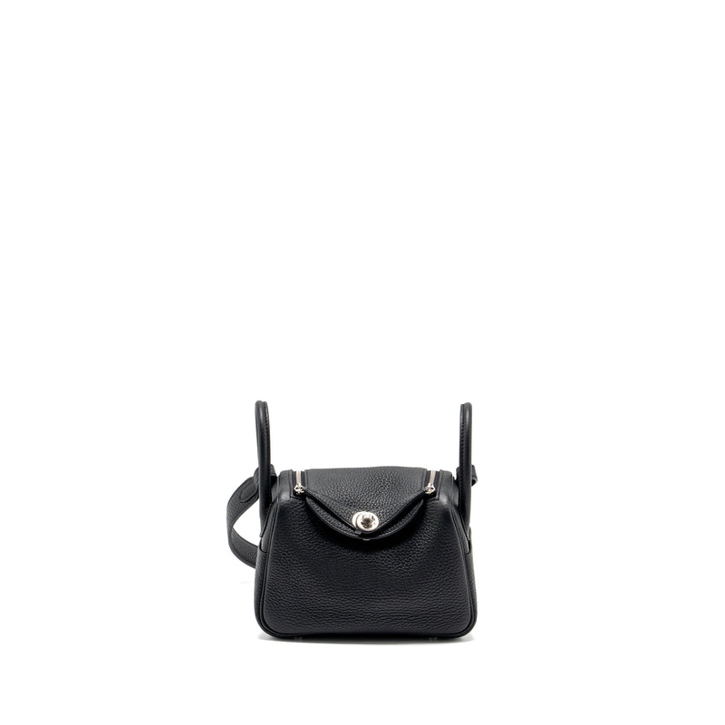 Hermes Mini Lindy Clemence Black SHW Stamp W