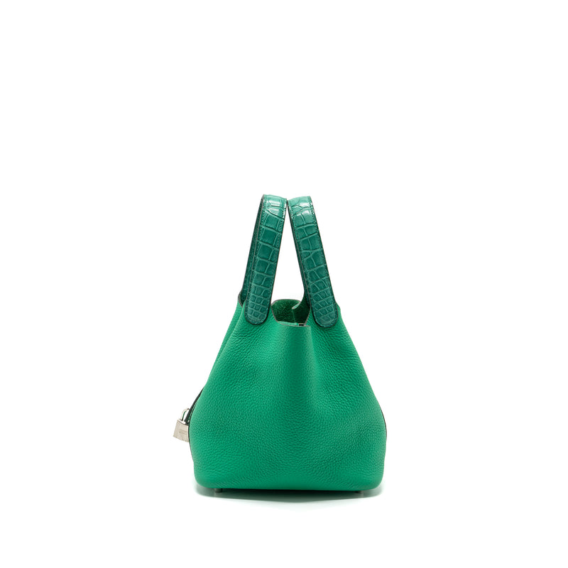 Hermes Picotin 18 Lock Bag Clemence /Alligator Touch Menthe/Vert Jade SHW Stamp Z