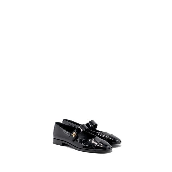 Chanel Size 37.5 Mary Janes Patent Calfskin Black LGHW