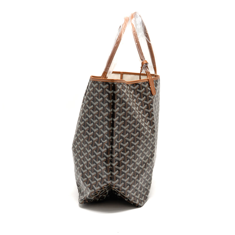 Goyard Saint Louis GM Tote Goyardine Canvas Black/Brown SHW