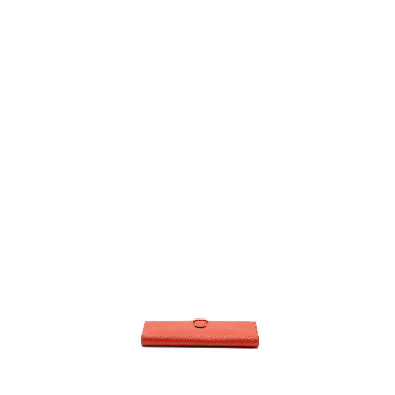 Hermes Bearn Long Wallet Epsom Capucine/ Rouge H GHW Stamp C