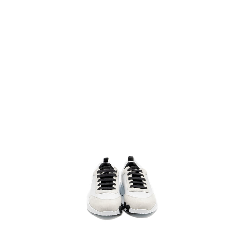 HERMES Size 38.5 Bouncing Sneakers leather Blanc / Noir