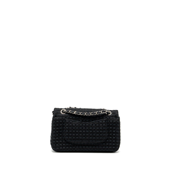 Chanel Medium Classic Double flap bag Tweed black SHW