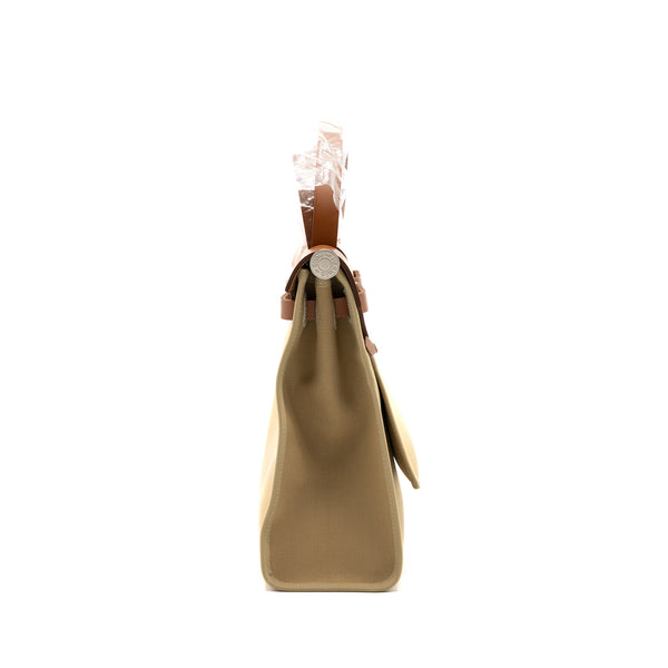 Hermes Herbag 31 Zip Bag Toile Officer Canvas Trench/Fauve SHW Stamp Y