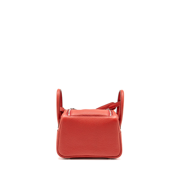 Hermes Mini Lindy Clemence Vermillon SHW Stamp B