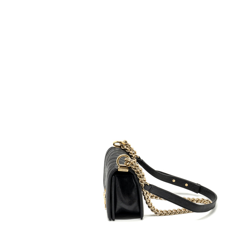 Chanel Small Boy bag Chevron Caviar black LGHW
