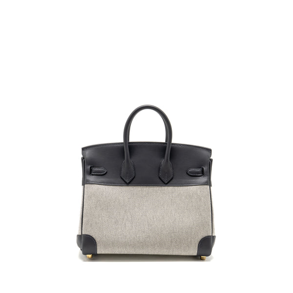 Hermes Birkin 25 Toile Swift/Canvas Ecru-Ardoise/Ardoise GHW Stamp K