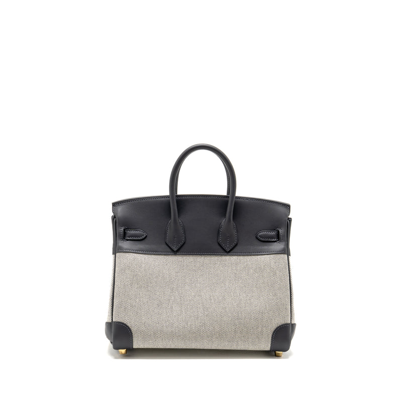 Hermes Birkin 25 Toile Swift/Canvas Ecru-Ardoise/Ardoise GHW Stamp K