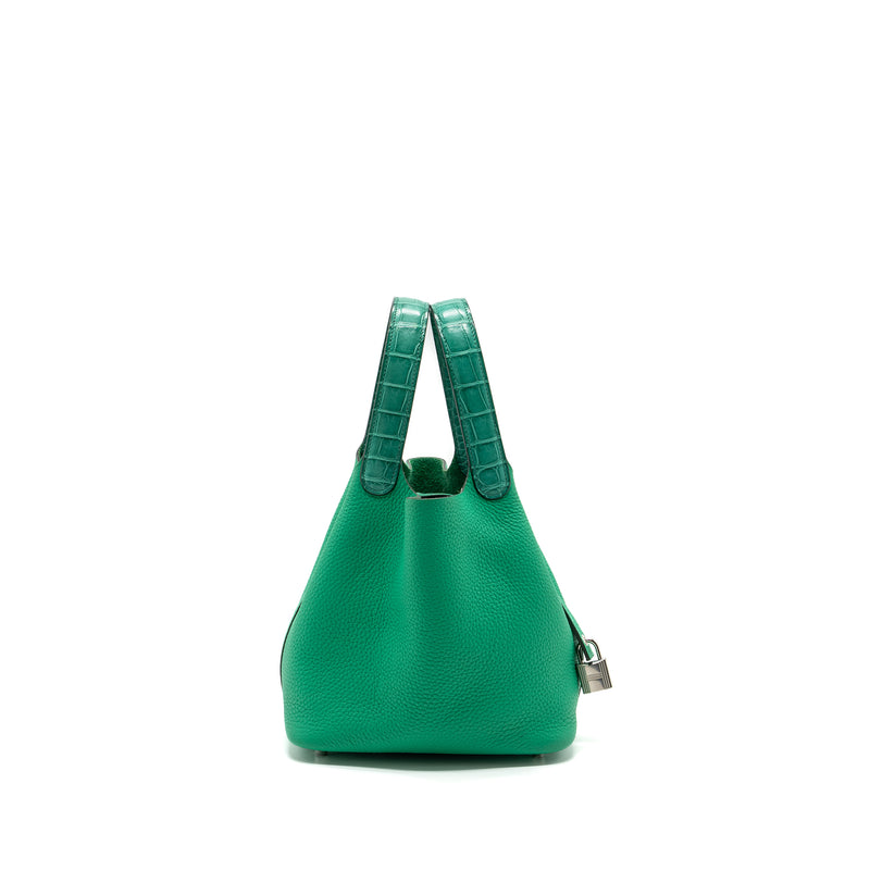 Hermes Picotin 18 Lock Bag Clemence /Alligator Touch Menthe/Vert Jade SHW Stamp Z