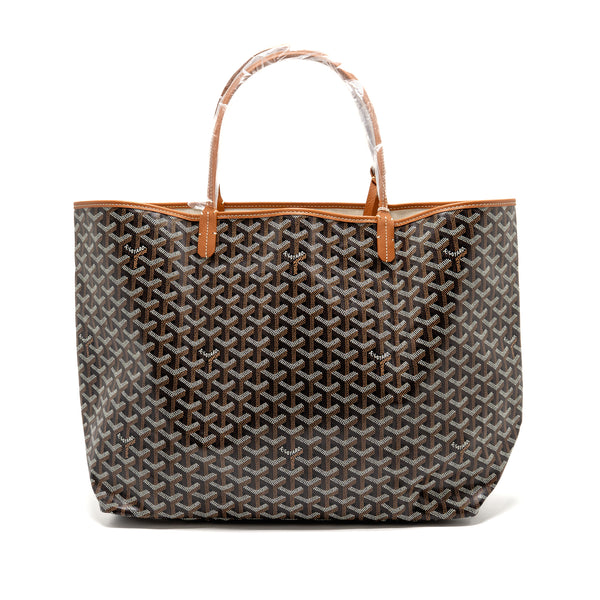 Goyard Saint Louis GM Tote Goyardine Canvas Black/Brown SHW