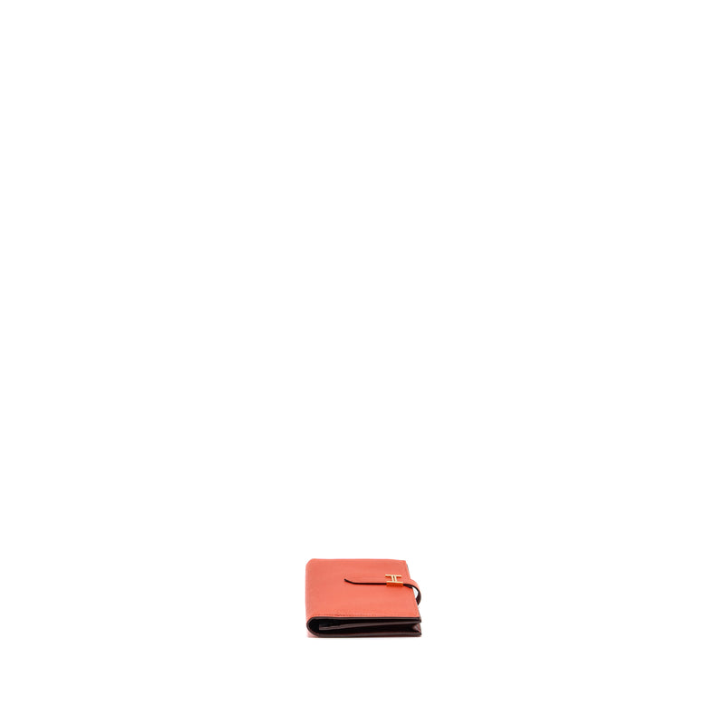 Hermes Bearn Long Wallet Epsom Capucine/ Rouge H GHW Stamp C