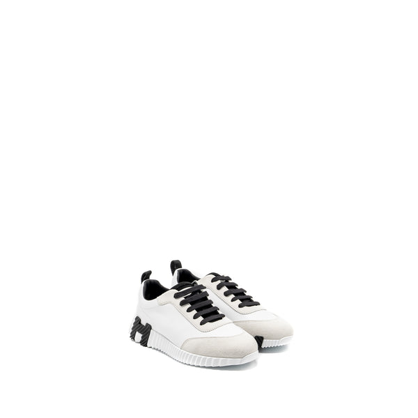 HERMES Size 38.5 Bouncing Sneakers leather Blanc / Noir