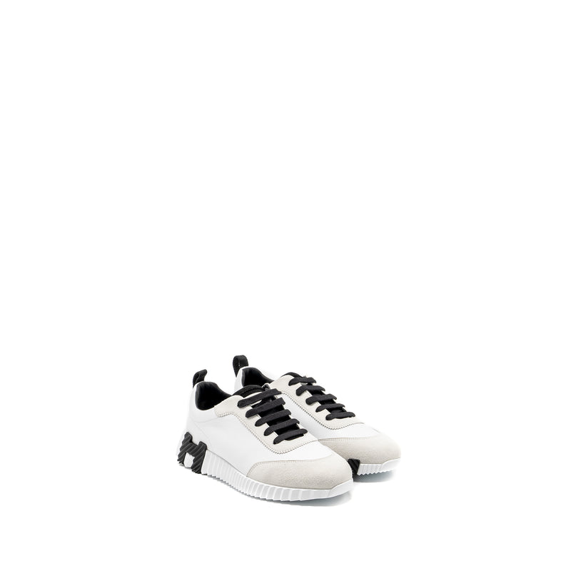 HERMES Size 38.5 Bouncing Sneakers leather Blanc / Noir