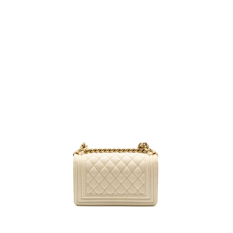 Chanel Small Boy Bag Caviar White LGHW