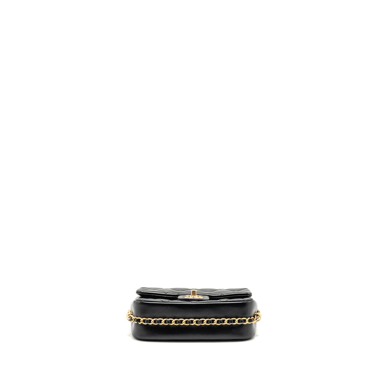 Chanel 23b Mini Flap Bag detail Chain Lambskin Black GHW(microchip)