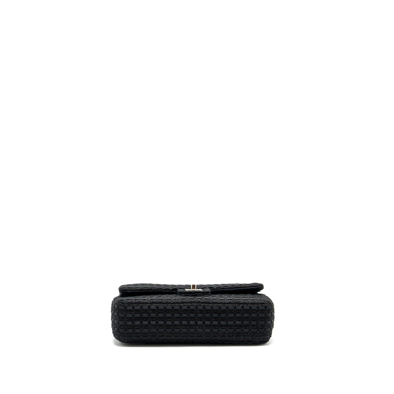 Chanel Medium Classic Double flap bag Tweed black SHW