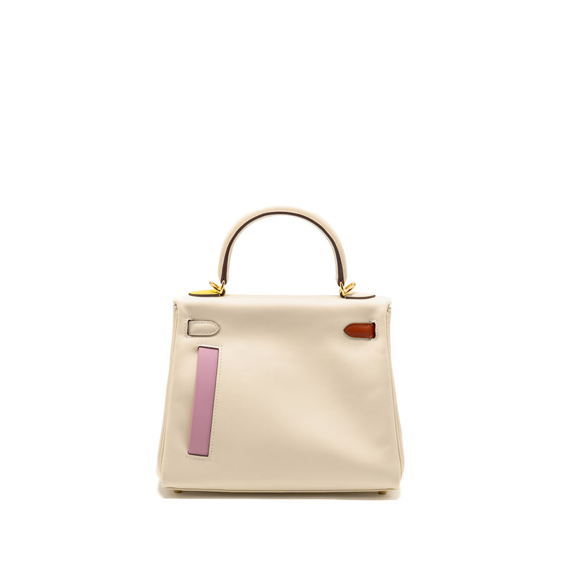 Hermes Kelly 25 Colormatic Swift Nata/Chai/Cuivre/Lime/Mauve Sylvestre GHW Stamp U