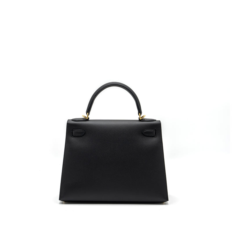 Hermes Kelly 28 Epsom BLACK GHW Stamp D