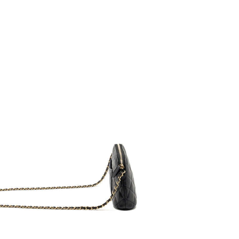 Chanel Classic CC Clutch with Chain Caviar Black LGHW (Microchip)