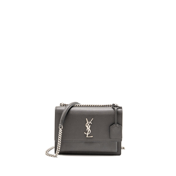 Saint Laurent/YSL Medium Sunset Bag Calfskin Grey SHW