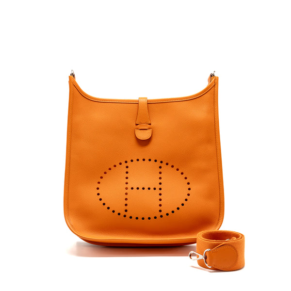 Hermes Evelyne 29 Epsom Orange SHW Stamp Square K