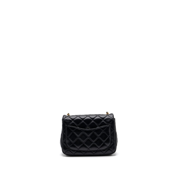 Chanel Pearl Crush Mini Square Flap Bag Lambskin Black GHW(Microchip)