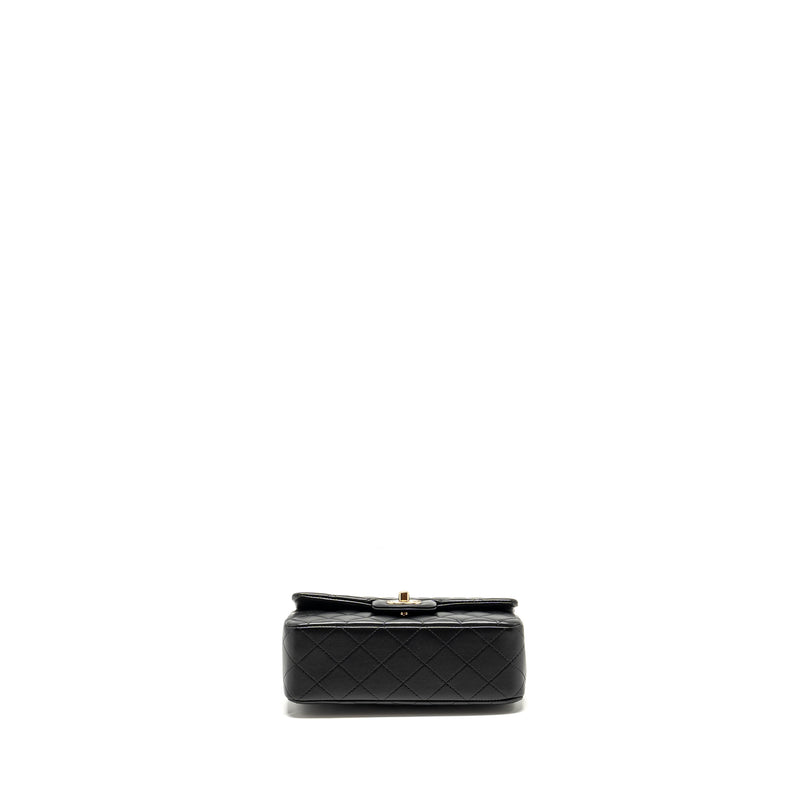 Chanel Top Handle Mini Rectangular Flap bag Lambskin Black LGHW (microchip)