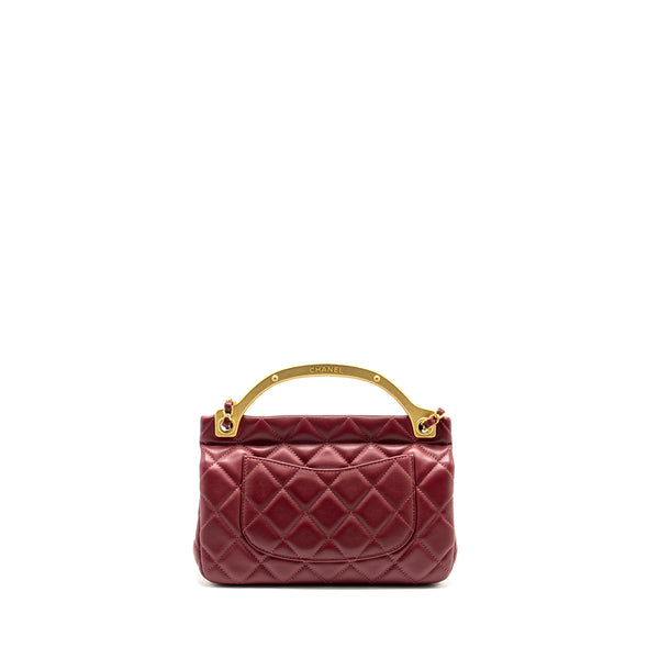 Chanel Lady Handle Bag Lambskin Burgundy GHW (Microchip)