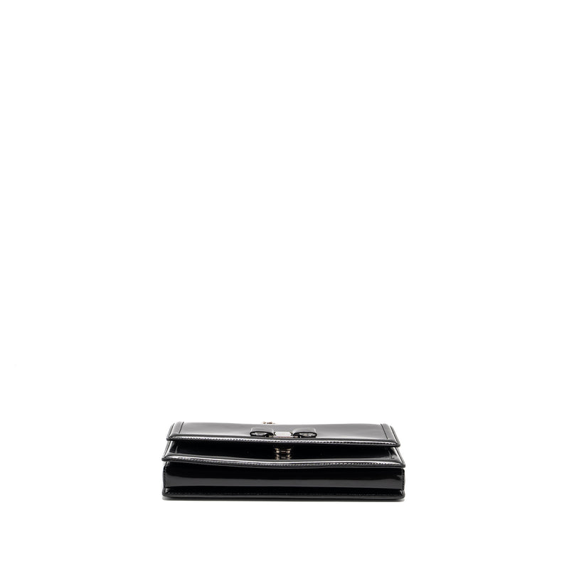 Ferragamo Ginny Shoulder Bag Calfskin Black SHW