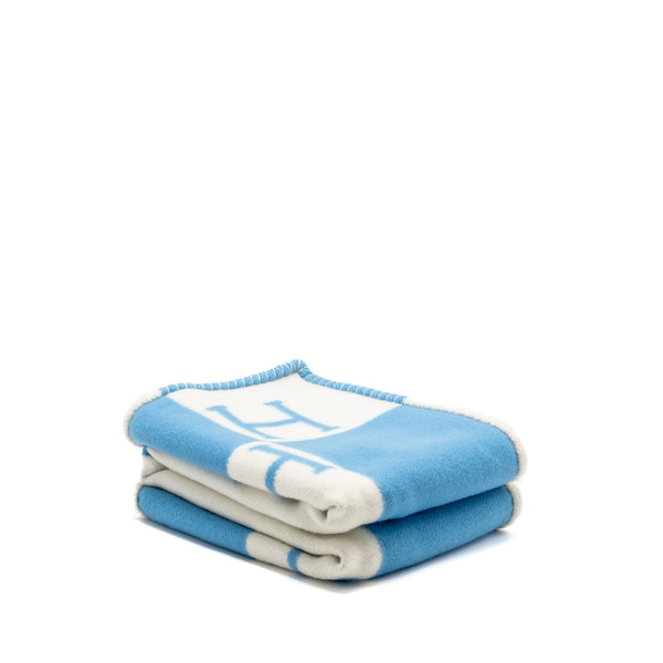 Hermes Avalon Baby Blanket Bleu Genievre / Blanc