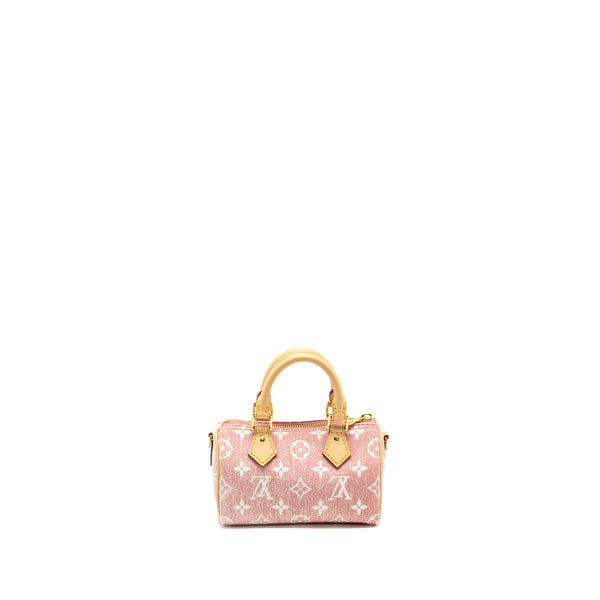 LOUIS VUITTON Nano Speedy Monogram Jacquard Denim Rose GHW