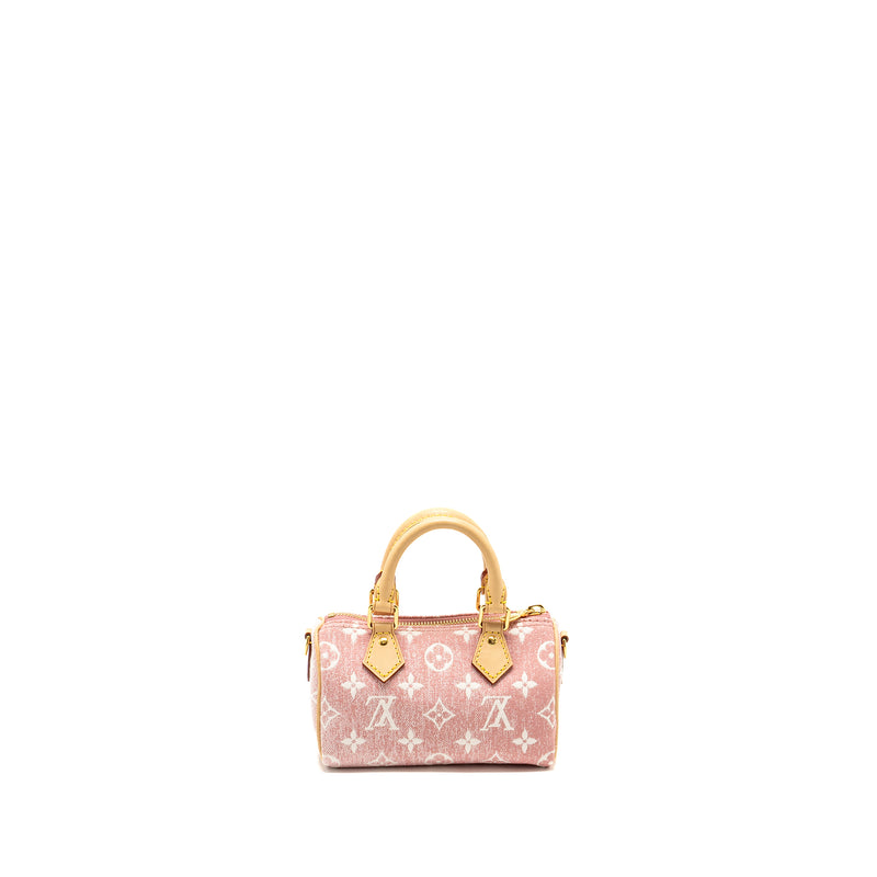 LOUIS VUITTON Nano Speedy Monogram Jacquard Denim Rose GHW