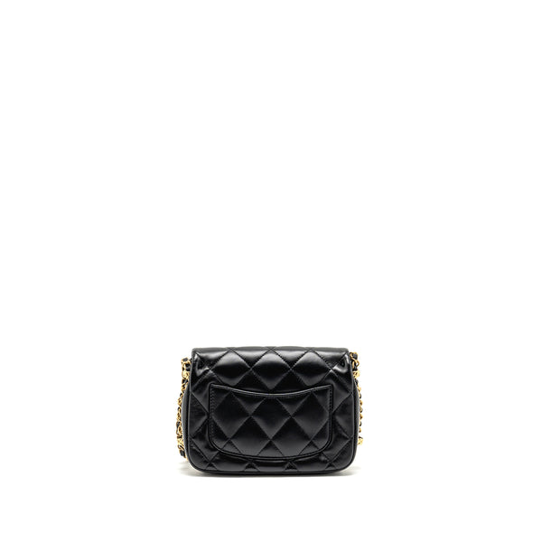 Chanel 23b Mini Flap Bag detail Chain Lambskin Black GHW(microchip)