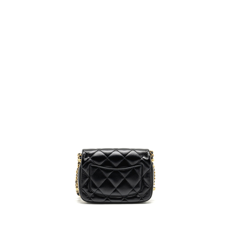Chanel 23b Mini Flap Bag detail Chain Lambskin Black GHW(microchip)