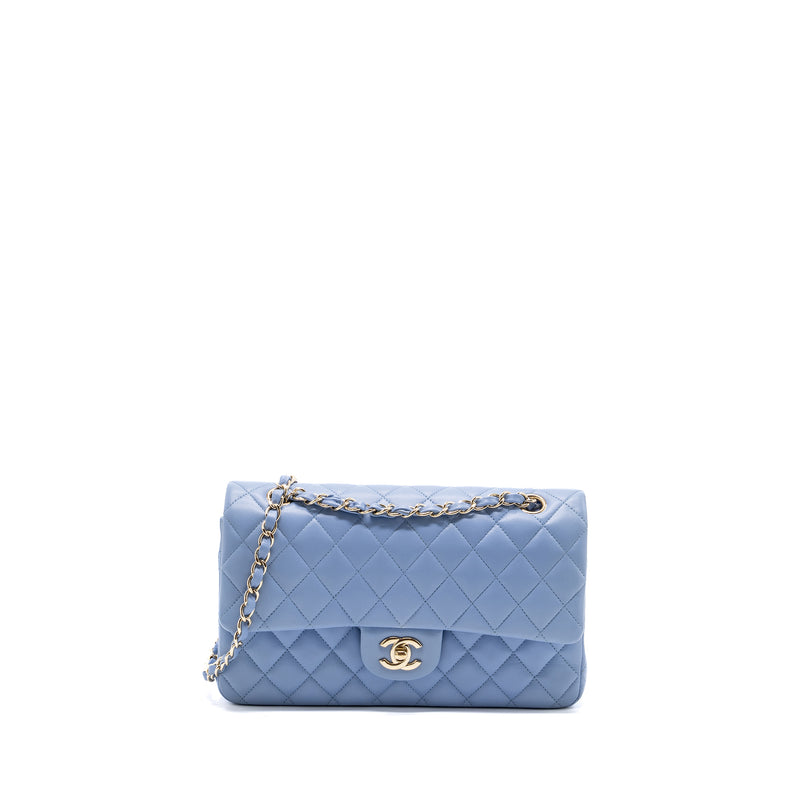 Chanel Medium Classic Double Flap Bag Lambskin Light Blue LGHW