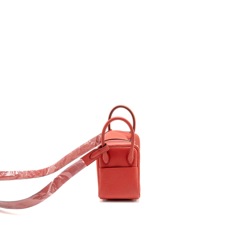 Hermes Mini Lindy Clemence Vermillon SHW Stamp B