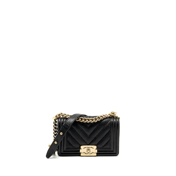 Chanel Small Boy bag Chevron Caviar black LGHW